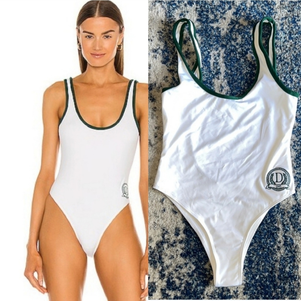 Nwot DANZY tenniscore D wimbledon white green one piece s